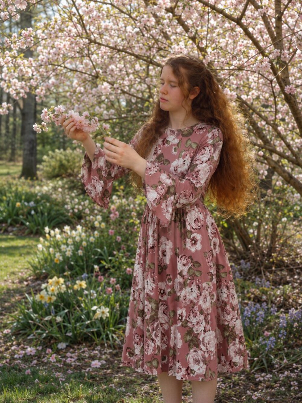 Reb and J Bell Sleeve Floral Knit Dress
